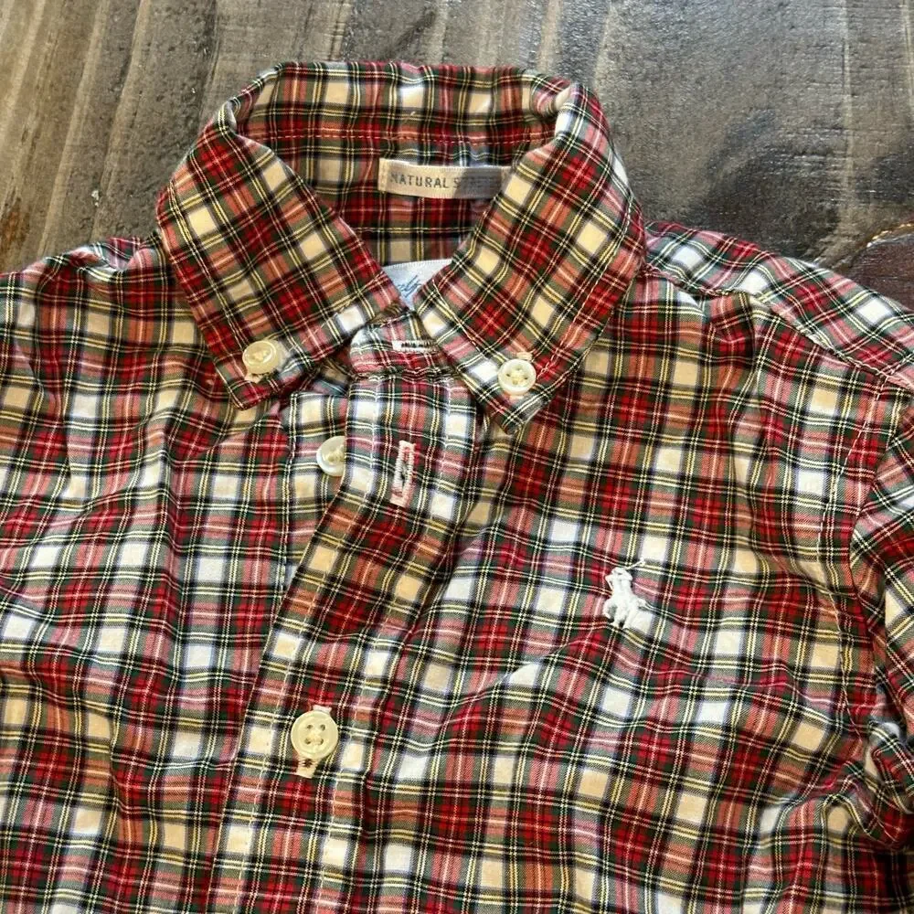 Boy's Ralph Lauren Plaid Button Down Long Sleeve Shirt sz 12 m Polo Pony Logo